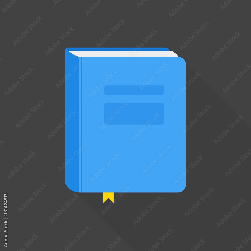 Blue book icon flat style with long shadow. Vector illustration Blue book icon flat style with long shadow. Vector illustration
