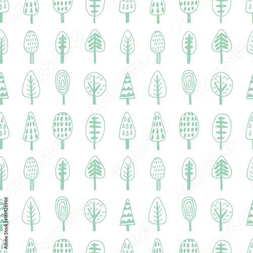 Forest trees nordic seamless pattern