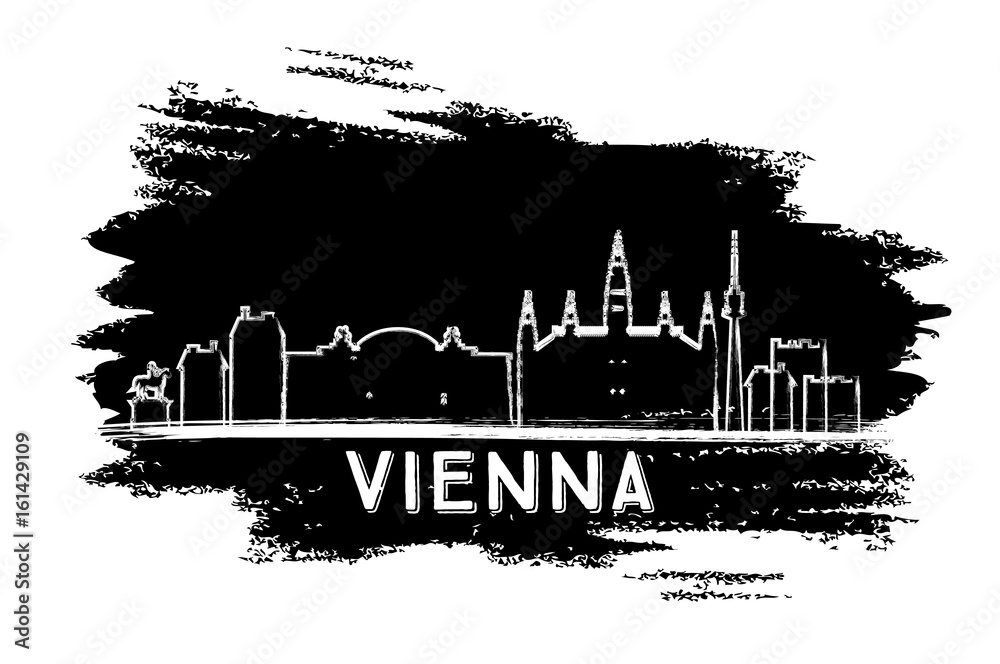 Vienna Skyline Silhouette. Hand Drawn Sketch.