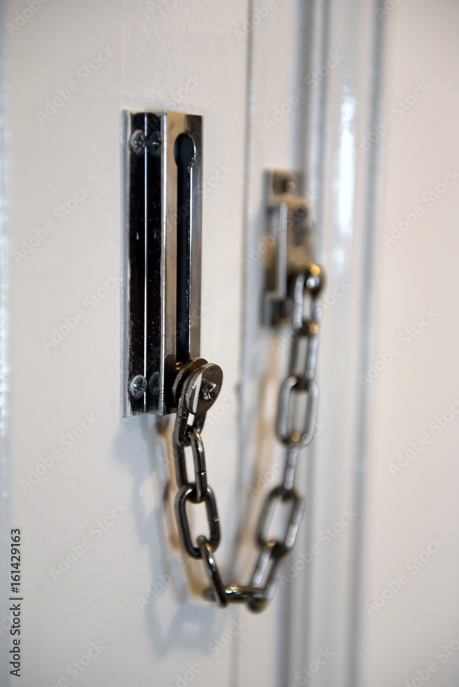 lock on door with chain