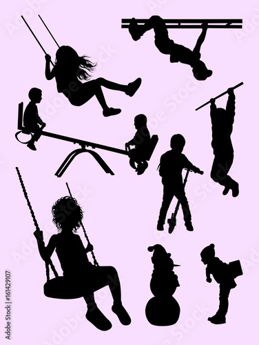 Active kids  gesture silhouette. Good use for symbol, logo, web icon, mascot, sign, or any design you want.