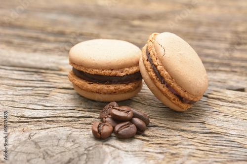 French macaroons with coffee beans