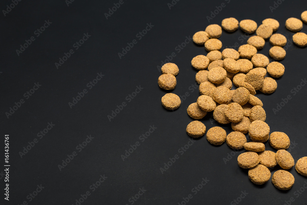 Dried food for dogs or cats. top view Dried food for dogs or cats. top view