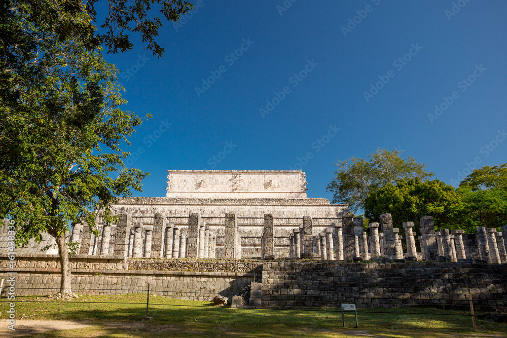 Temple of the Warriors (Templo de los Guerreros). Chichen Itza archaeological site, Yucatan peninsula, Mexico.