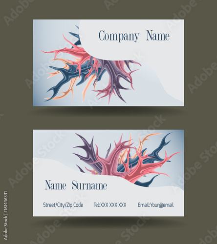 Business card with colorful stains.