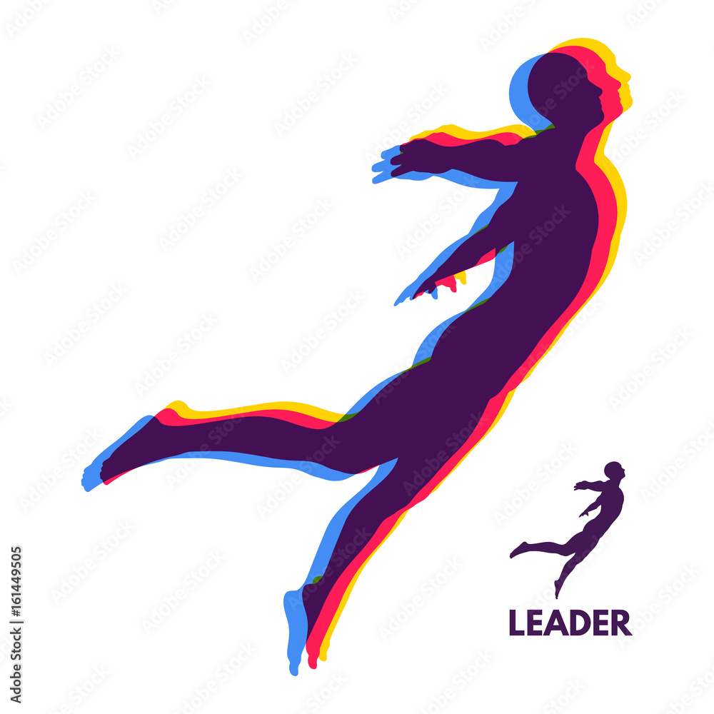Leadership concept. Personal and Career Growth. Start Up Business Concept. Beginning of Business Ideas. Silhouettes of men. Vector Illustration.