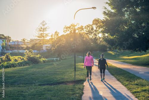 Walking and running with a silhouette scene  photo