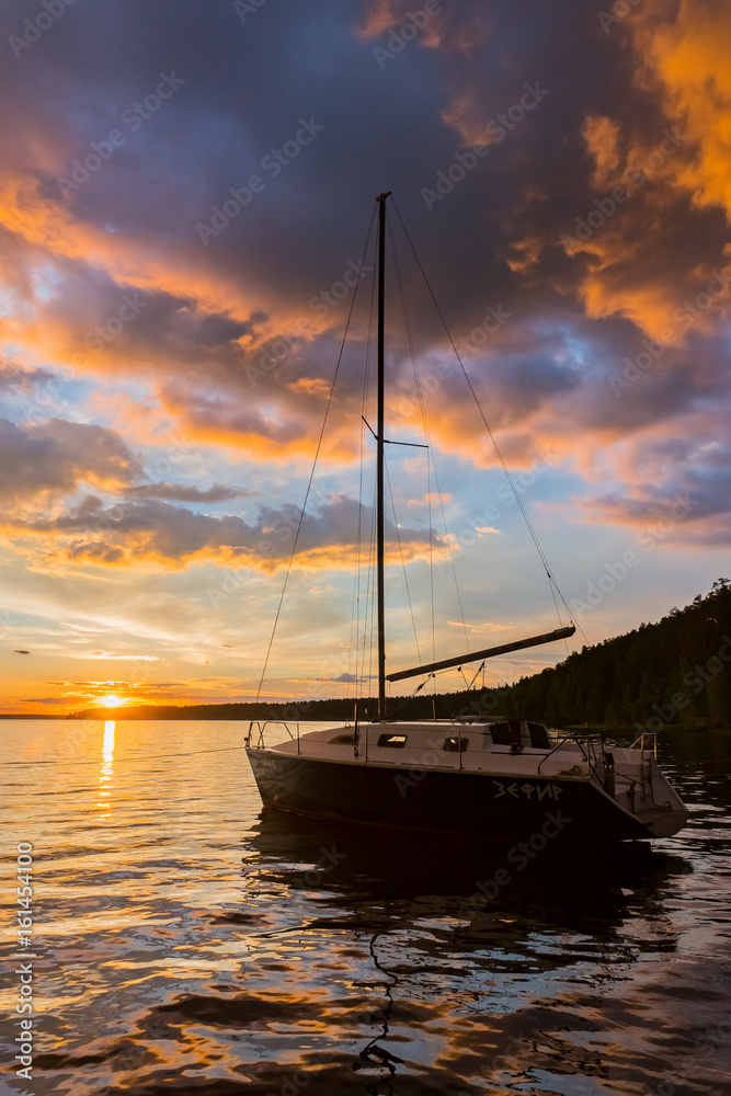yacht clouds beautiful sunset