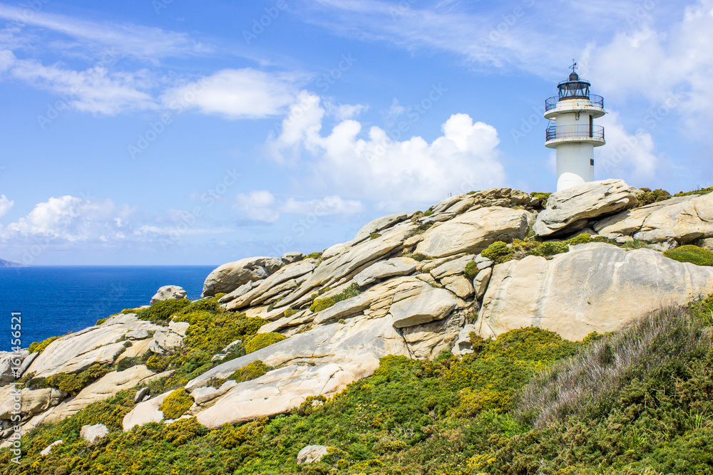 The lighthouse at Punta Roncadoira in Xove, Galicia, Spain.