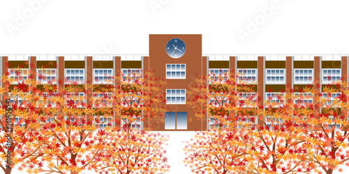 紅葉　秋　学校　背景
