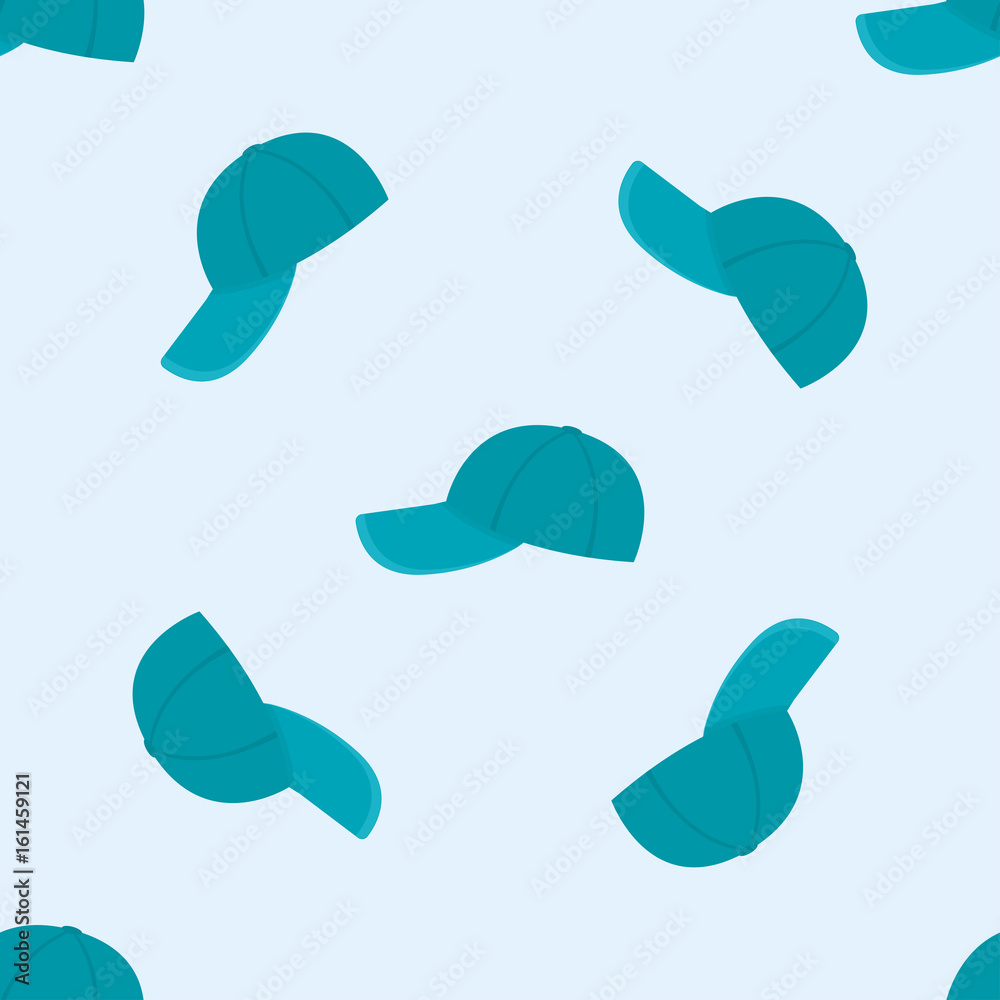 Cartoon blue baseball hats seamless pattern sport uniform design fashion golfer clothing vector illustration Cartoon blue baseball hats seamless pattern sport uniform design fashion golfer clothing vector illustration