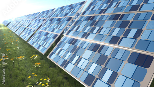 Solar Panels. 3d rendering