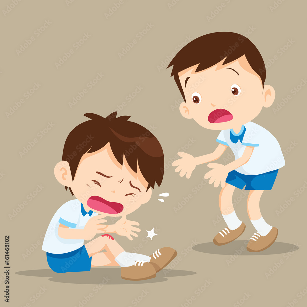 Student Boy with wounds on his leg