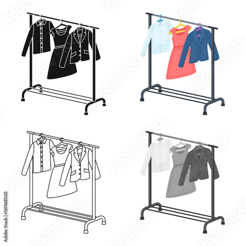 A hanger with things in the wardrobe.Making movie single icon in cartoon style vector symbol stock illustration web.