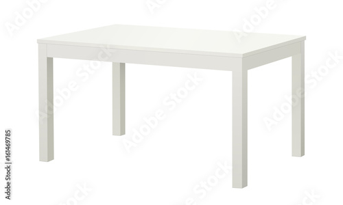 White rectangular table isolated. Vector illustration