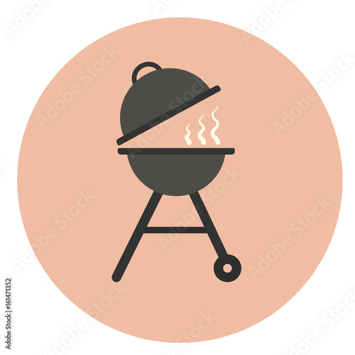 Flat vector grill icon, outdoor charcoal grill for picnics, outdoor cook equipment photo