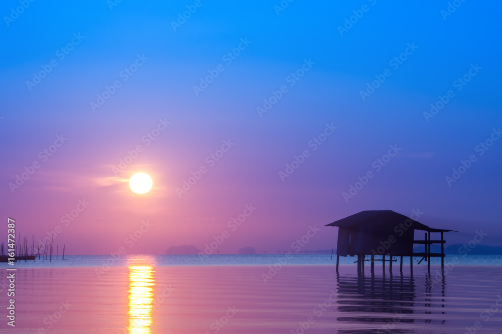 Sunset sky on the lake with soft light in south of Thailand. Sunset sky on the lake with soft light in south of Thailand.