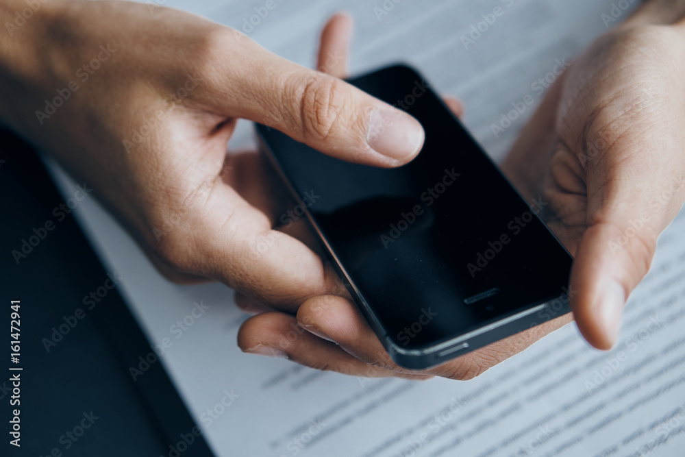 Documents, telephone, businessman working in the office Documents, telephone, businessman working in the office