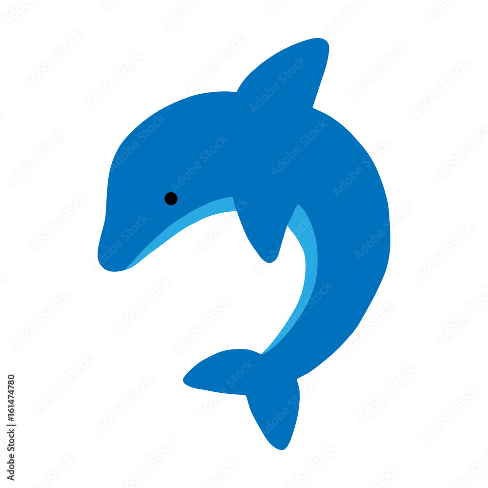 Cute blue dolphin icon, marine animal, mammal. Vector illustration doodle  drawing isolated on white background. Stock Vector | Adobe Stock