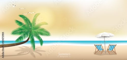 Twilight summer beach vector background