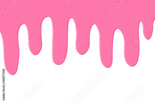 Pink melted icing, sugar frosting, ice cream or slime. Vector illustration doodle drawing isolated on white background.