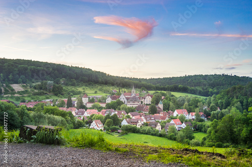 View of the Village Bebenhausen with its Monastery at sunset photo