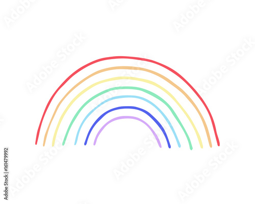 Rainbow doodle drawing, vector illustration isolated on white background.