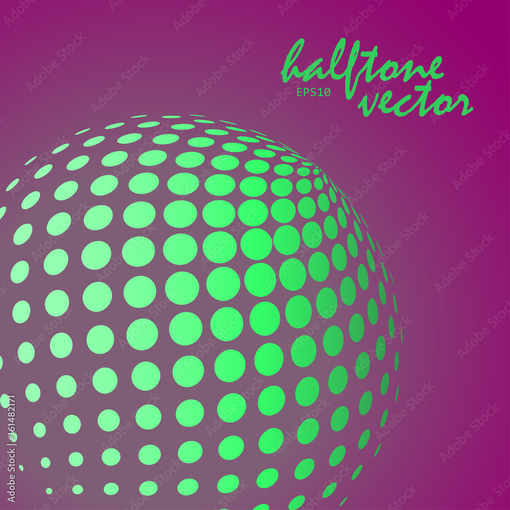 Abstract halftone sphere in green color