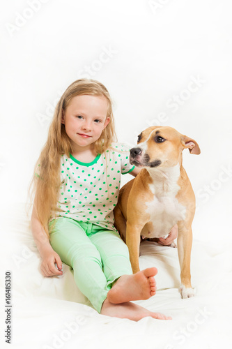 the little girl and dog