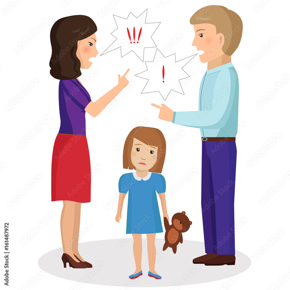 Child is experiencing because of a quarrel parents. Vector Illustration Child is experiencing because of a quarrel parents. Vector Illustration