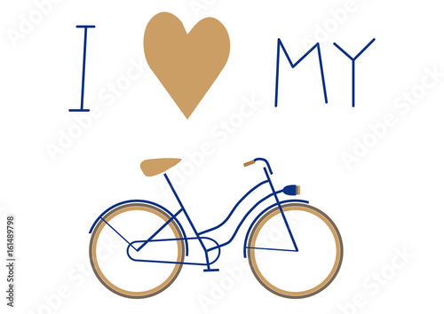 I love my bike text and bike vector icon