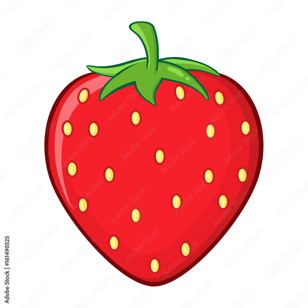 Strawberry Fruit Cartoon Drawing Simple Design. Illustration Isolated On  White Background Stock Vector | Adobe Stock