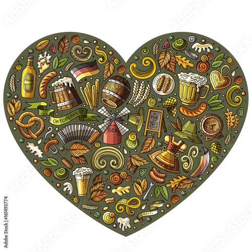 Vector set of Oktoberfest cartoon doodle objects, symbols and items.