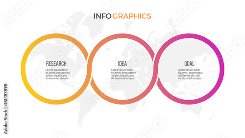 Business infographics. Presentation with 3 options, circles. Vector template.