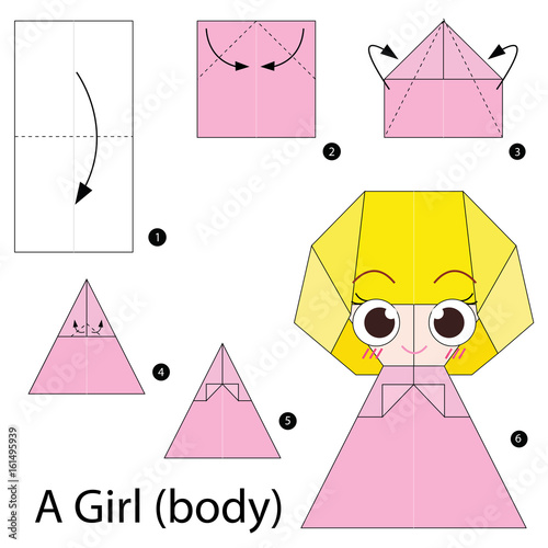 Step by step instructions how to make origami A Girl(body).