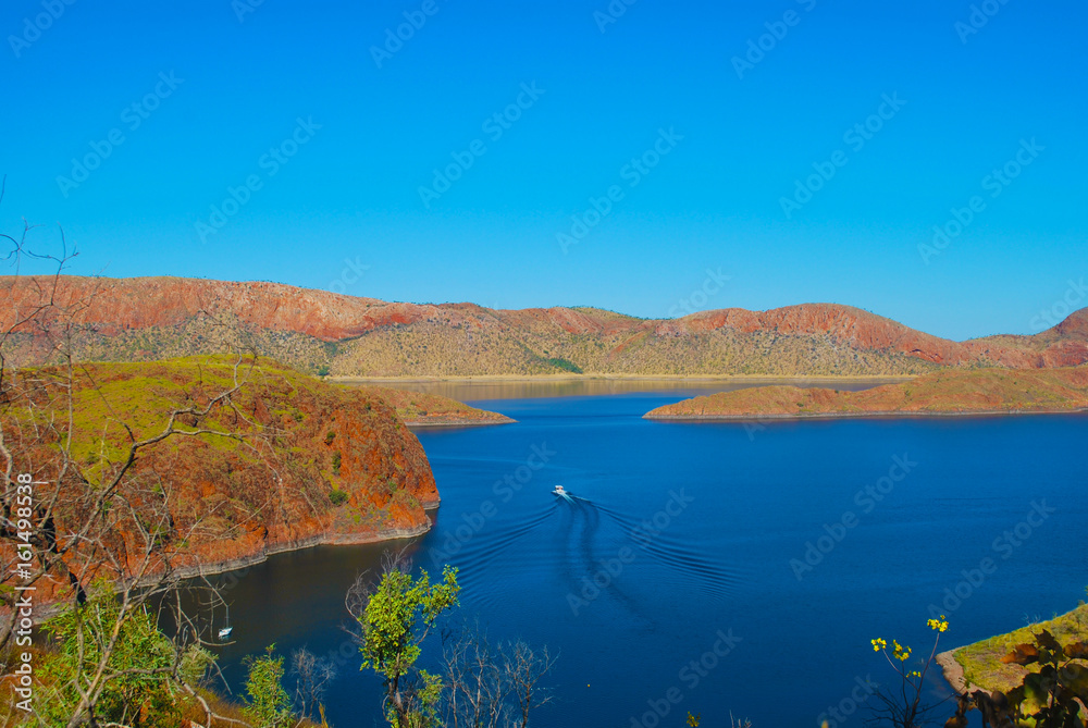 View of Lake Argyle nearby Kununurra, West Australia, Ord River Irrigation Scheme. East Kimberley town of Kununurra