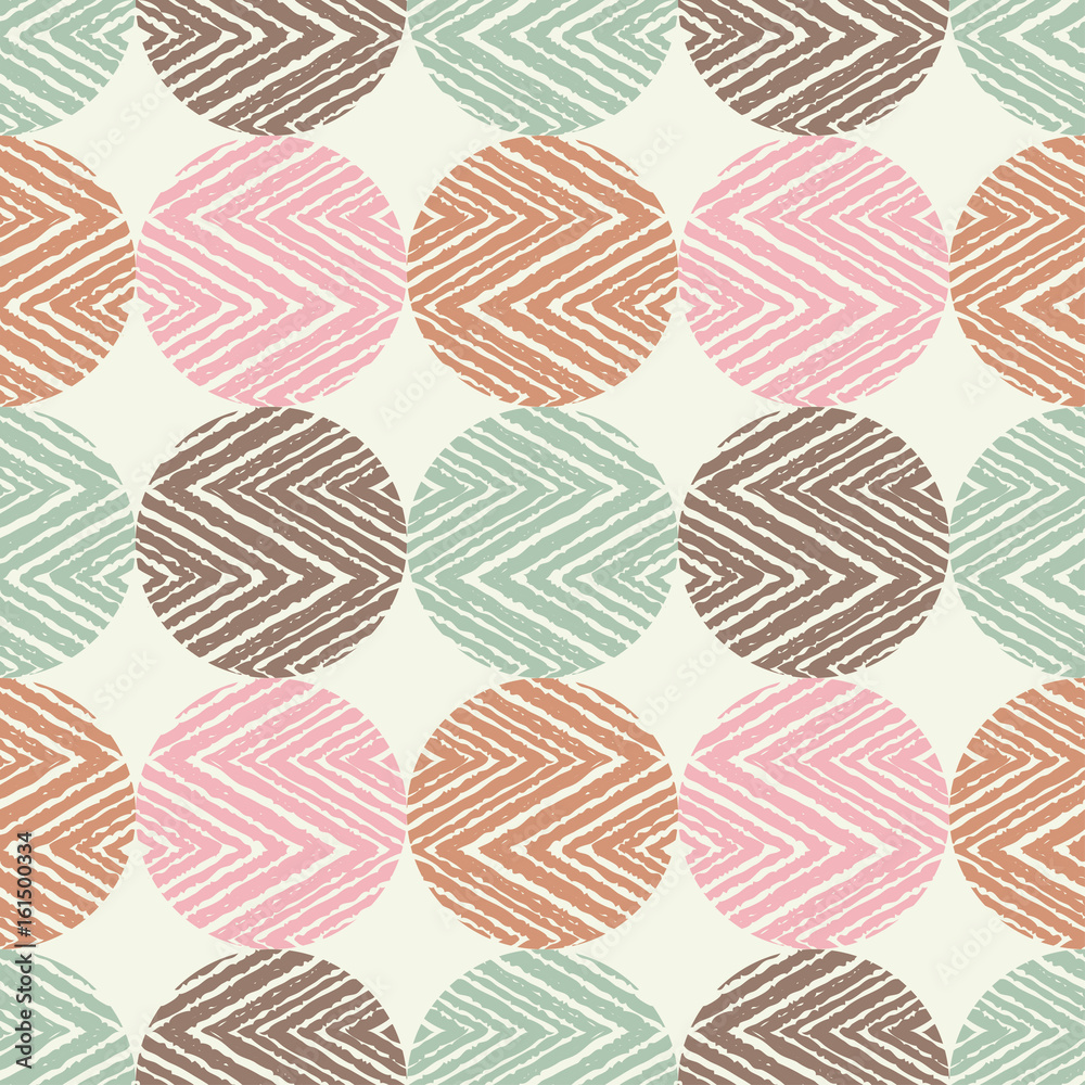 Obraz premium Polka dot seamless pattern with zigzag texture. Vector illustration. Textile rapport. 