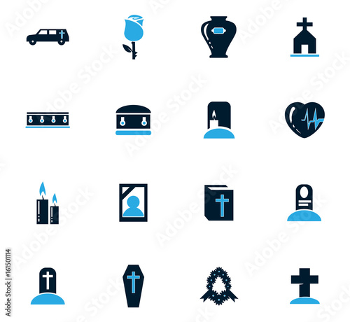 Funeral service icons set