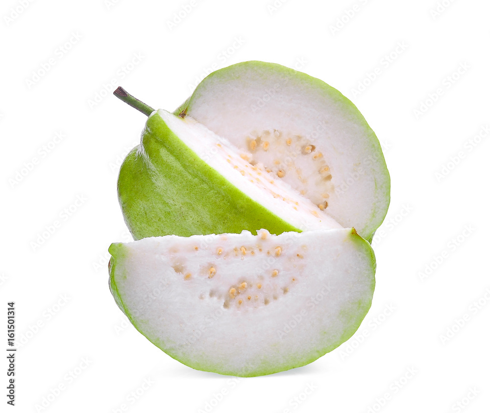 fresh guava fruit with slice solated on white background