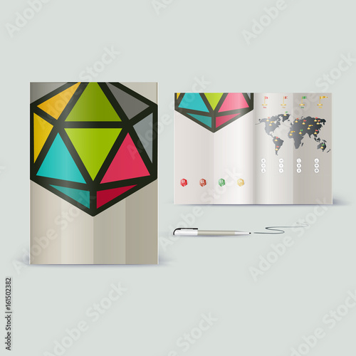 Corporate booklet promotion template with color elements. Vector company brichure business style for advertising, report or guideline. Stationery template with abstract pattern theme illustration. photo