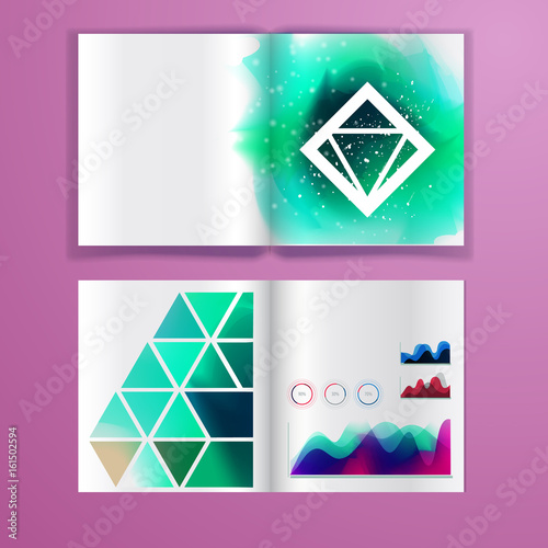 Corporate booklet promotion template with color elements. Vector company brichure business style for advertising, report or guideline. Stationery template with abstract pattern theme illustration. photo