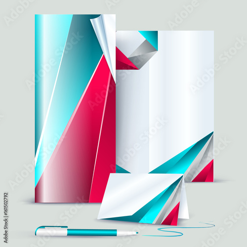 Corporate booklet promotion template with color elements. Vector company brichure business style for advertising, report or guideline. Stationery template with abstract pattern theme illustration. photo