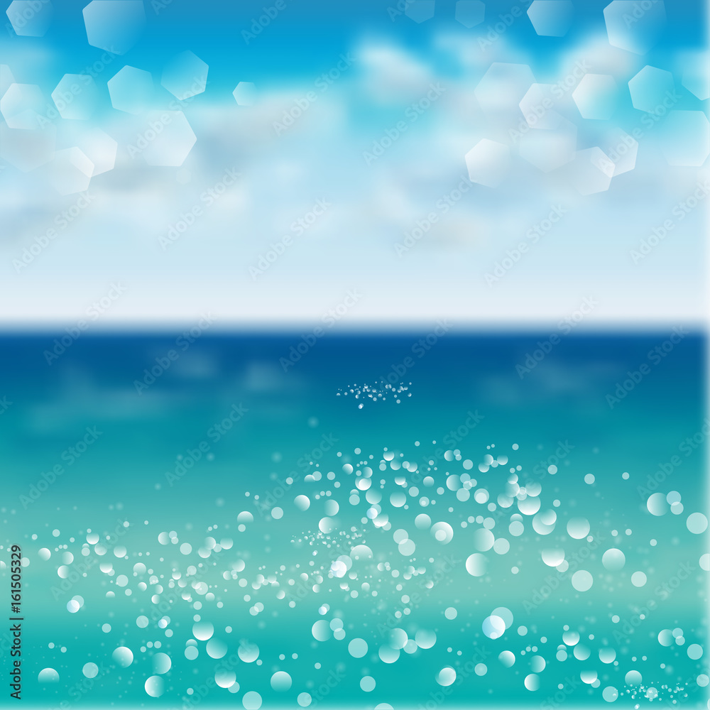 Spring and summer watercolor ocean background with shining sparks and bokeh. Vector Illustration, Graphic Design Editable For Your Design. Spring and summer watercolor ocean background with shining sparks and bokeh. Vector Illustration, Graphic Design Editable For Your Design.