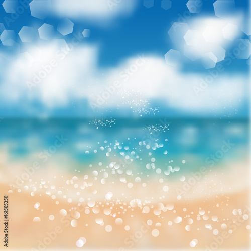 Spring and summer watercolor ocean background with shining sparks and bokeh. Vector Illustration, Graphic Design Editable For Your Design. © jill