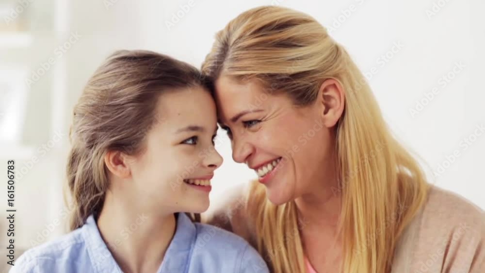 happy mother and girl looking at each other happy mother and girl looking at each other