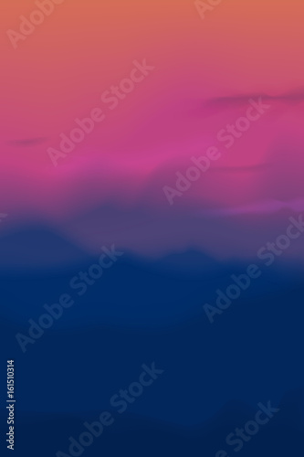 Rainbow colors, blue and pink landscape, nature twilight scenery