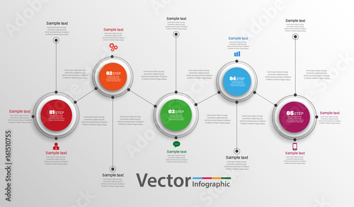 Abstract infographics number options template with five steps. Can be used for workflow layout, diagram, business step options, banner, web design. Vector eps 10