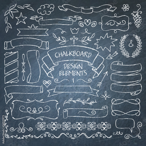 Big collection of chalkboard elements