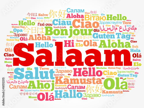 SALAAM  Hello Greeting in Persian Farsi  word cloud in different languages of the world  background concept