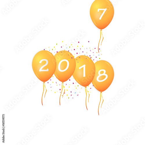 Happy New Year 2017 background decoration. Greeting card design template with confetti. Vector illustration of date 2017 year. Celebrate brochure or flyer.